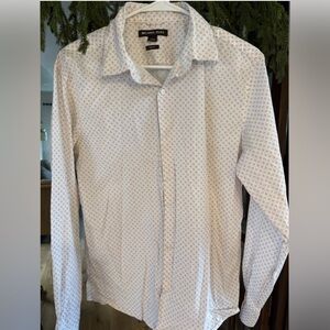 Michael Kors White and Brown Geometric Shirt